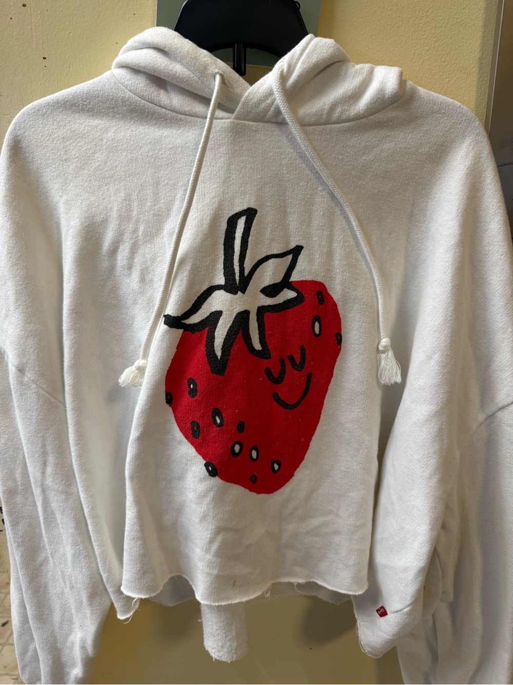 Levi’s White Hoodie Sweater with Red Strawberry Graphic